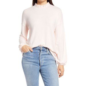 GIBSON Gibsonlook Ruffle Collar Sweater Lotus Pink - NWT - Small